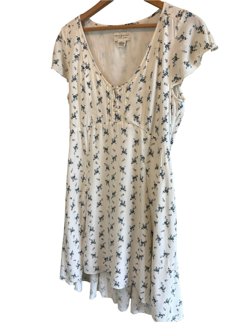 Ralph Lauren DENIM & SUPPLY | Blue Floral V-Neck Summer Dress 12 Cottagecore - Picture 4 of 14
